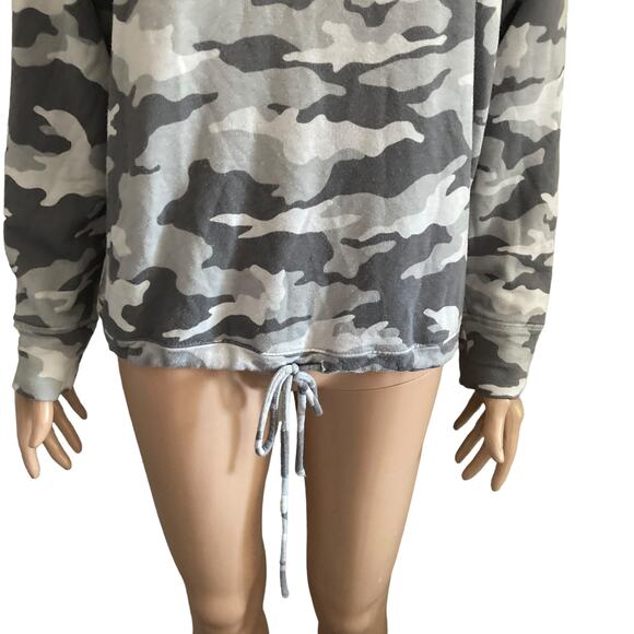 Gap Sweatshirt Womens Medium Camo Gray White Tie Front Pullover - Picture 3 of 10